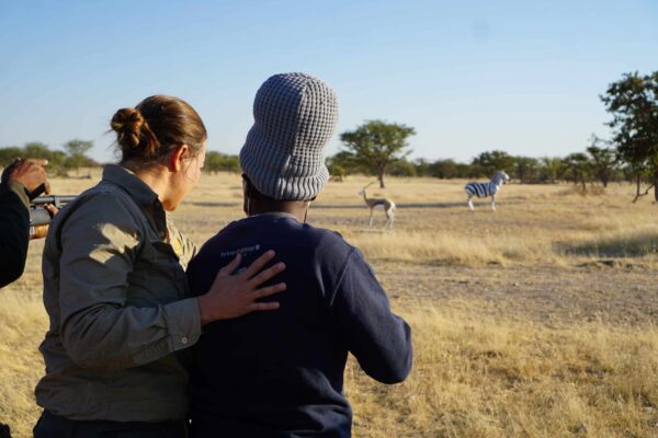 Wildlife Vet Course 2022 - Sara and Lina dart practice at Etosha Heights PR, Namibia © GCF